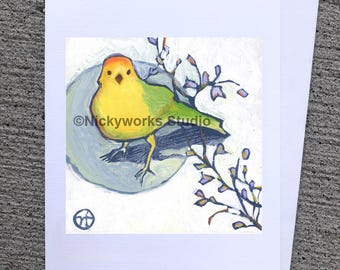 Finch Illustration Card: Whimsical Friendship Greeting Card