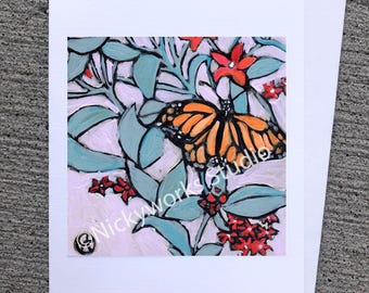 Monarch Butterfly Greeting Card: Hand-Assembled A2 Notecard