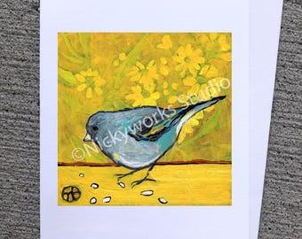 Junco Bird Illustration Card: A2 Blank Greeting Card