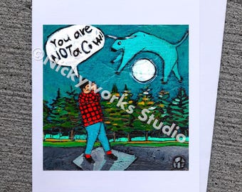 Paul Bunyon and Babe the Blue Ox greeting card