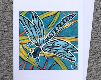 Dragonfly Illustration Card: A2 Blank Greeting Card