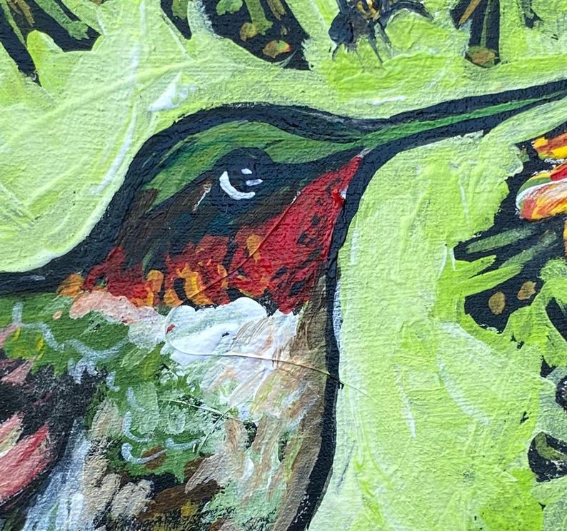 Hummingbird Art Greeting Card: Ruby-Throated Bird Illustration bild 3