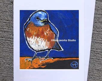 Bluebird Illustration Card: Whimsical Friendship Greeting