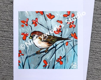 Sparrow Illustration Card: Whimsical Friendship Greeting