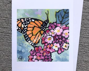 Monarch Butterfly Greeting Card: Hand-Assembled A2 Notecard