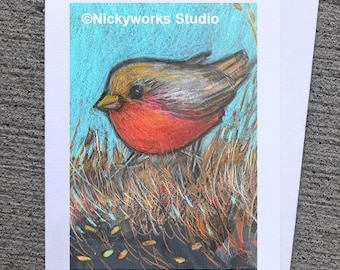 Robin Art Greeting Card: Spring Bird Note Card