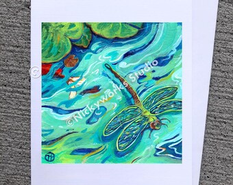 Dragonfly Illustration Card: hand assembled card