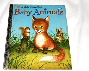 Little Golden Book, Baby Animals, By Garth Williams , 1956 hardcover book, good condition, Free shipping,  children's library,