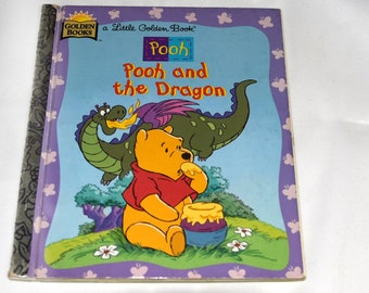 Little Golden Book, Pooh and the Dragon,  1997 First Ed. hardcover book, excellent condition, Free shipping,  children's library,