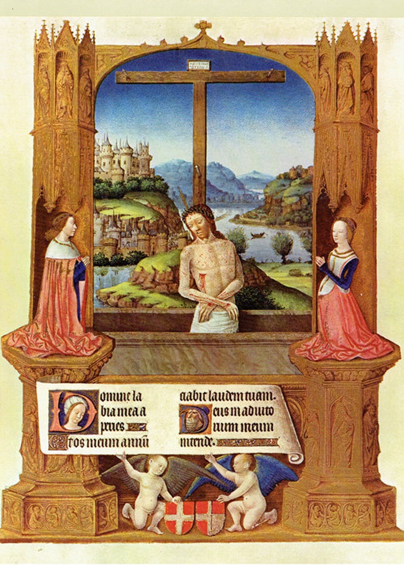 Book of Hours,Nativity scene, medieval art, Christmas scene, Jesus Mary Joseph, 14th Century,Christian art, book page, medieval decor, image 6