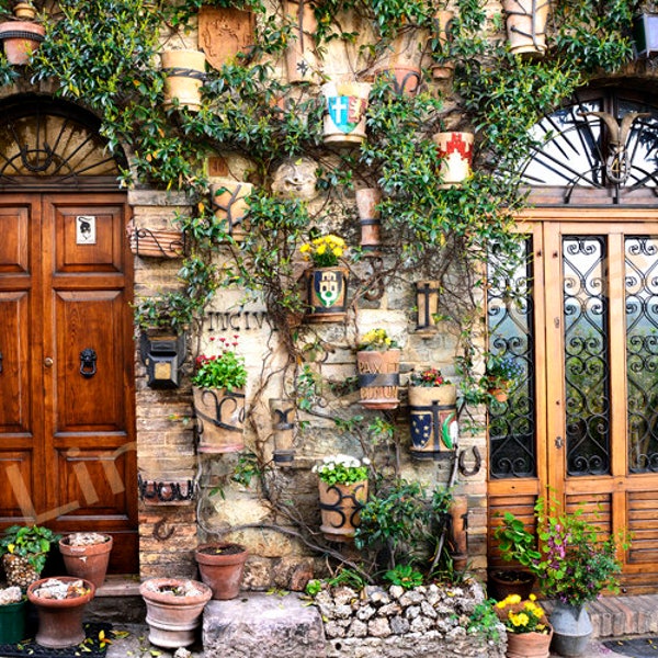 Assisi Italy Photos, flowered windows & doors, Tuscany wall decor, Italy travel photographs, Fine Art Photo prints, wall art, European photo