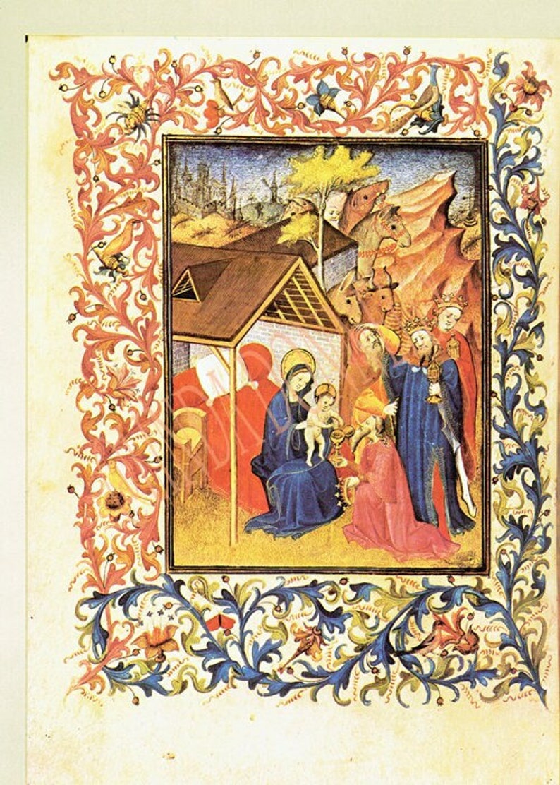 Book of Hours, Medieval art, Illustrated manuscript, 15th Century art,, The Annunciation, Christian art, holy family, Christmas art, image 2