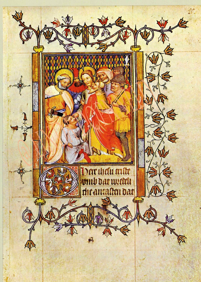 Visconti Book of Hours Print, King David Medieval Art, Vintage Book ...