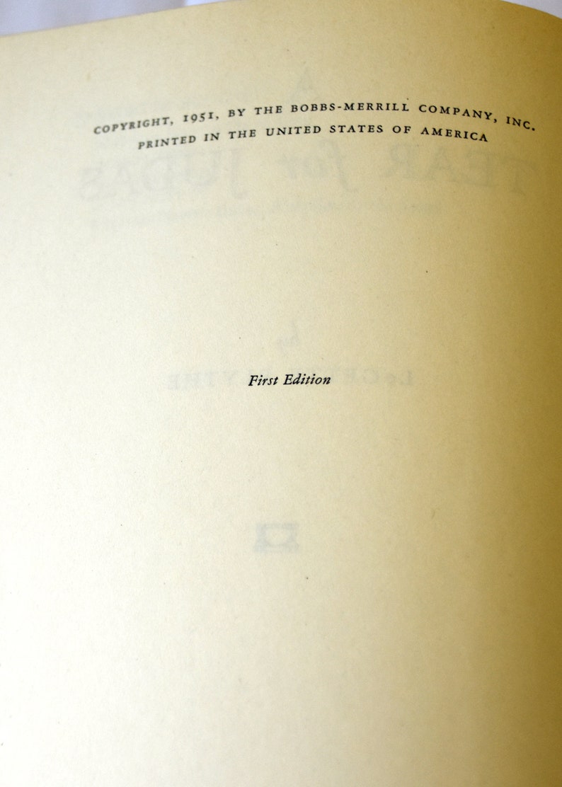 A tear for Judas, 1951 first ed., hard cover book, LeGette Blythe, Biblical Fiction, Novel, Fictional life of Judas image 2