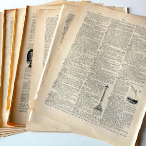 1895 Dictionary Pages: Vintage Ephemera for Junk Journals, Collage (Lot of 20)
