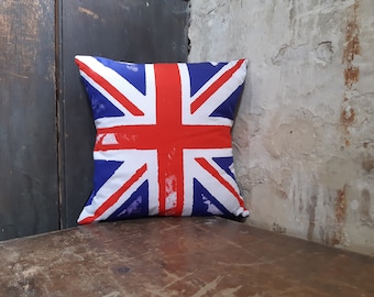 Union Jack Flag Cushion, eroded print, UK flag, United Kingdom design