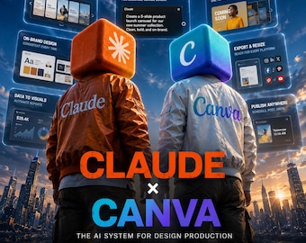 Claude + Canva Workflow System | Komplett kopplingssystem | Canva, Affinity, Cavalry & Publishing | Guide + Kopiera-klistra-filer