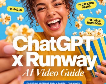 ChatGPT x Runway AI-videoguide och ifyllbar arbetsbok | 12 skaparvägar | PDF-filer på nederländska