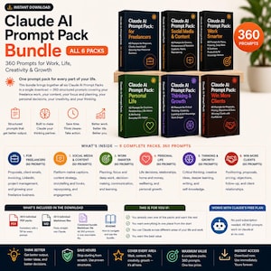 Claude AI Prompt Pack Ultimate Bundle — All 6 Packs, 360 Prompts for Work, Life, Creativity & Growth