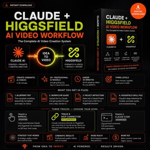 AI Video Workflow Blueprint | Claude + Higgsfield | AI Video Guide | Content Creator Tool | Instant Download PDF