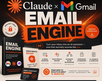 Gmail Assistant Kit för Claude | E-postautomation, röstprofil och uppmaningar | Inbox Zero, GDPR-säker