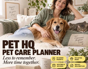Djurvårdsplanerare med ChatGPT, hund- och kattorganisatör, instruktioner för djurvakt, utskrivbar rutinspårare och nytt husdjursplaneringskit | Hat HQ