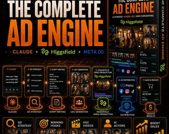 Den kompletta annonsmotorn | Claude + Higgsfield + Meta Ad Pipeline | AI-video, strategi och textpaket | Guide, instruktioner och MCP-konfiguration