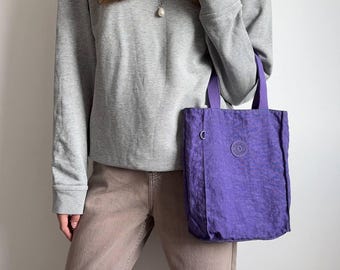 KIPLING small shopper bag/ purple nylon tote bag/ women accessories