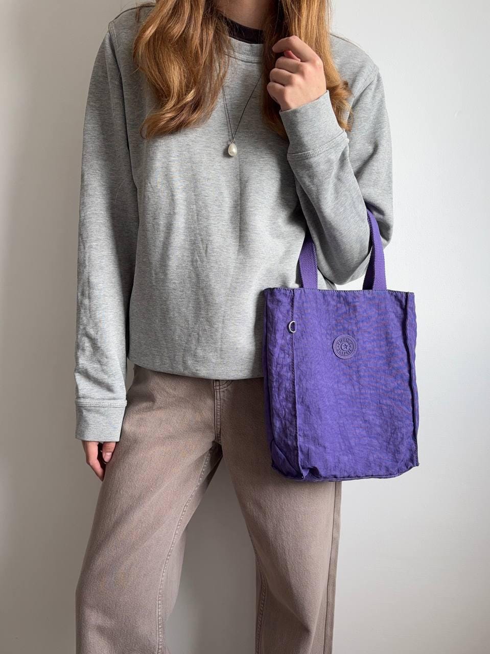 Sac à Main Kipling Vintage En Toile Vert Anis - Occasion En Très Bon état