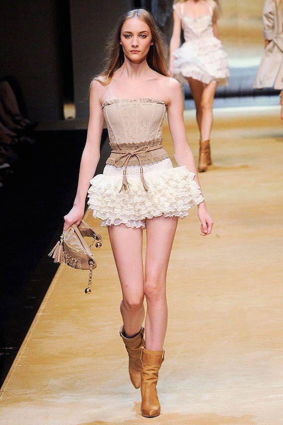 SS2010 Dolce & Gabbana tan waist wide belt/ leather tassel suede belt/ designer accessories/ fringe tie belt/ size 75 cm 30 in