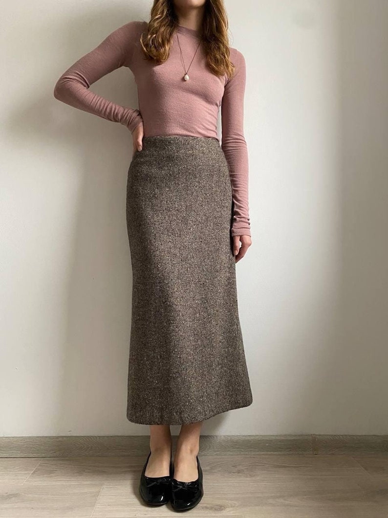Brown Midi Skirt in Wool Blend main image 1