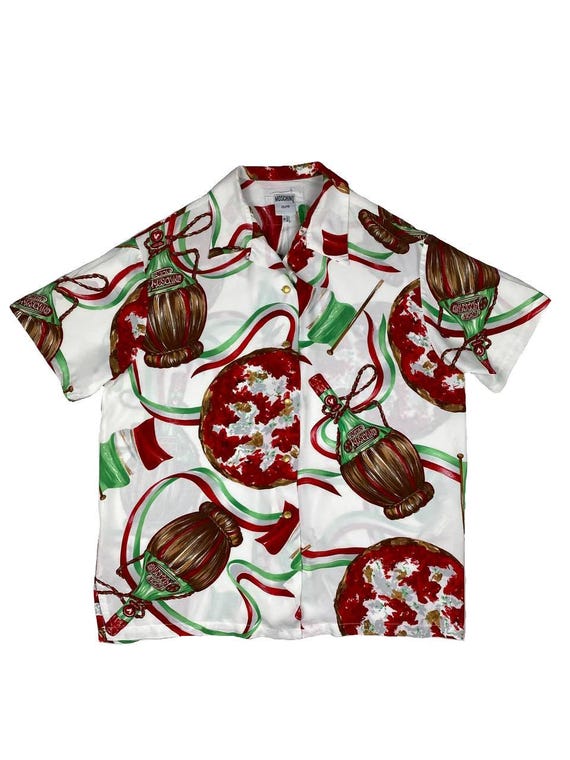 MOSCHINO JEANS 90s Mens Short Sleeve Shirt/ Colorful Vacation Tee