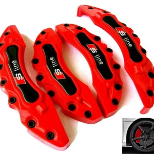 Audi S line Brake Caliper Covers Sline Emblem Rim Wheel Set A3 A4 A5 A6 A7 Q3 Q4 Q5 Red,Blue,Green,Yellow,Orange,Black