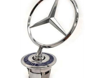 Star Emblem Badge 44mm Logo Bonnet Hood Standing fit For Mercedes Benz C E S class