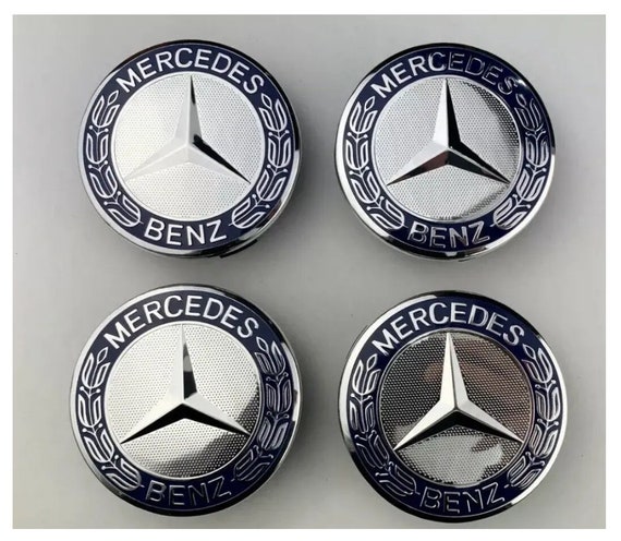 thumbnail image 2 of 4 Mercedes Blue Alloy Wheel Centre Hub Caps – AMG A B C E S Class / ML / CLA 2 of 5