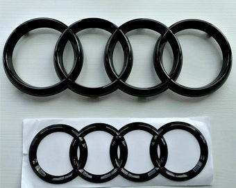 Juego de anillos de emblema en negro brillante para parrilla delantera y maletero trasero (273 mm, 216 mm) A3 A4 A5