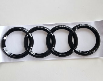 Gloss Black Badge Rings Rear Boot Trunk Emblem For Audi A4 A6 S6 Q3 Q5 216x75 mm