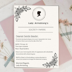 Bridgerton Theme Invitation | Birthday Invite | Bridal Shower Invitation | Editable Template | Garden Party Theme