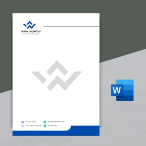 Plantilla de membrete comercial editable en Canva, plantilla de membrete de empresa personalizada para Word, descarga digital, membrete profesional moderno