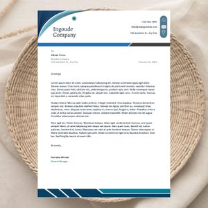 Plantilla de membrete comercial editable en Canva, plantilla de membrete de empresa personalizada para Word, descarga digital, membrete profesional moderno