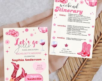 Nashville Bachelorette Invitation Template, Last Rodeo, Nash Bash Itinerary (5x7) (Digital Download)