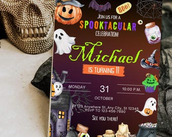 Editable Halloween Birthday Invitation, Spooktacular Celebration (Digital Download)