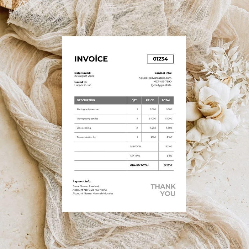 Invoice Template | Modern and Professional Invoice | Microsoft WORD and ...