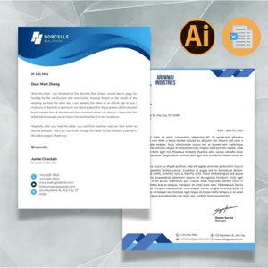 Plantilla de membrete comercial 2 editable en Canva, plantilla de membrete de empresa personalizada para Word, descarga digital, membrete profesional