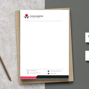 Plantilla de membrete / Membrete moderno y profesional / Microsoft Word / Marketing y marca para pequeñas empresas / Personalizable e imprimible