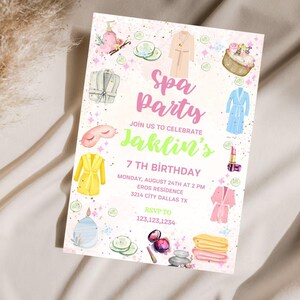 Spa Party Birthday Invitation, Pamper Party Birthday Invite, Spa Day, Glam Party Birthday, Any Age Birthday Party Invite, Printable,