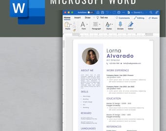 Minimalist Resume Template, Canva & Word, Cover Letter (Digital Download)