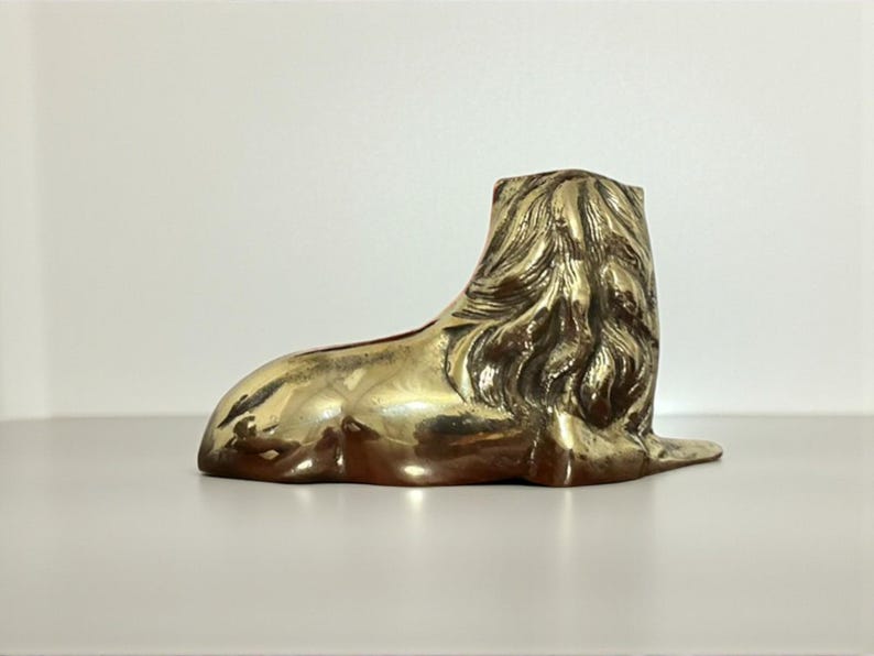 Handcrafted Solid Brass Lion Figurine – Artisan Desk Sculpture, Regal ...