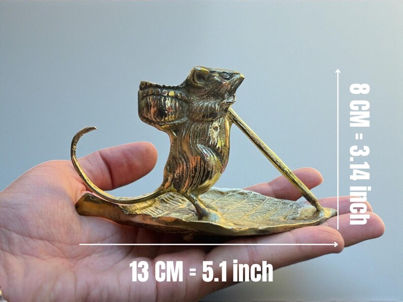 Handcrafted Solid Brass Mouse Figurine Rowing on Leaf – Vintage ...