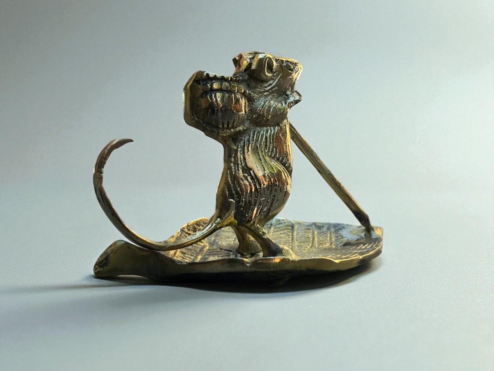 Handcrafted Solid Brass Mouse Figurine Rowing on Leaf – Vintage ...